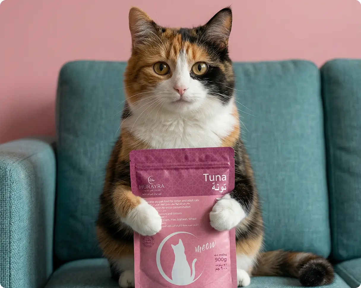 A healthy cat supported by essential vitamins