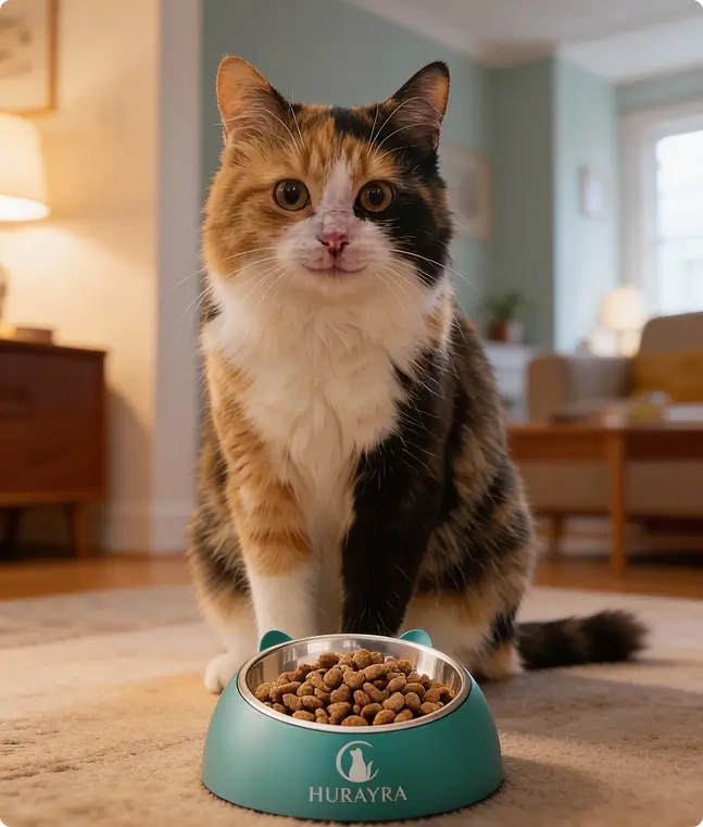 A healthy cat fed on protein-rich food