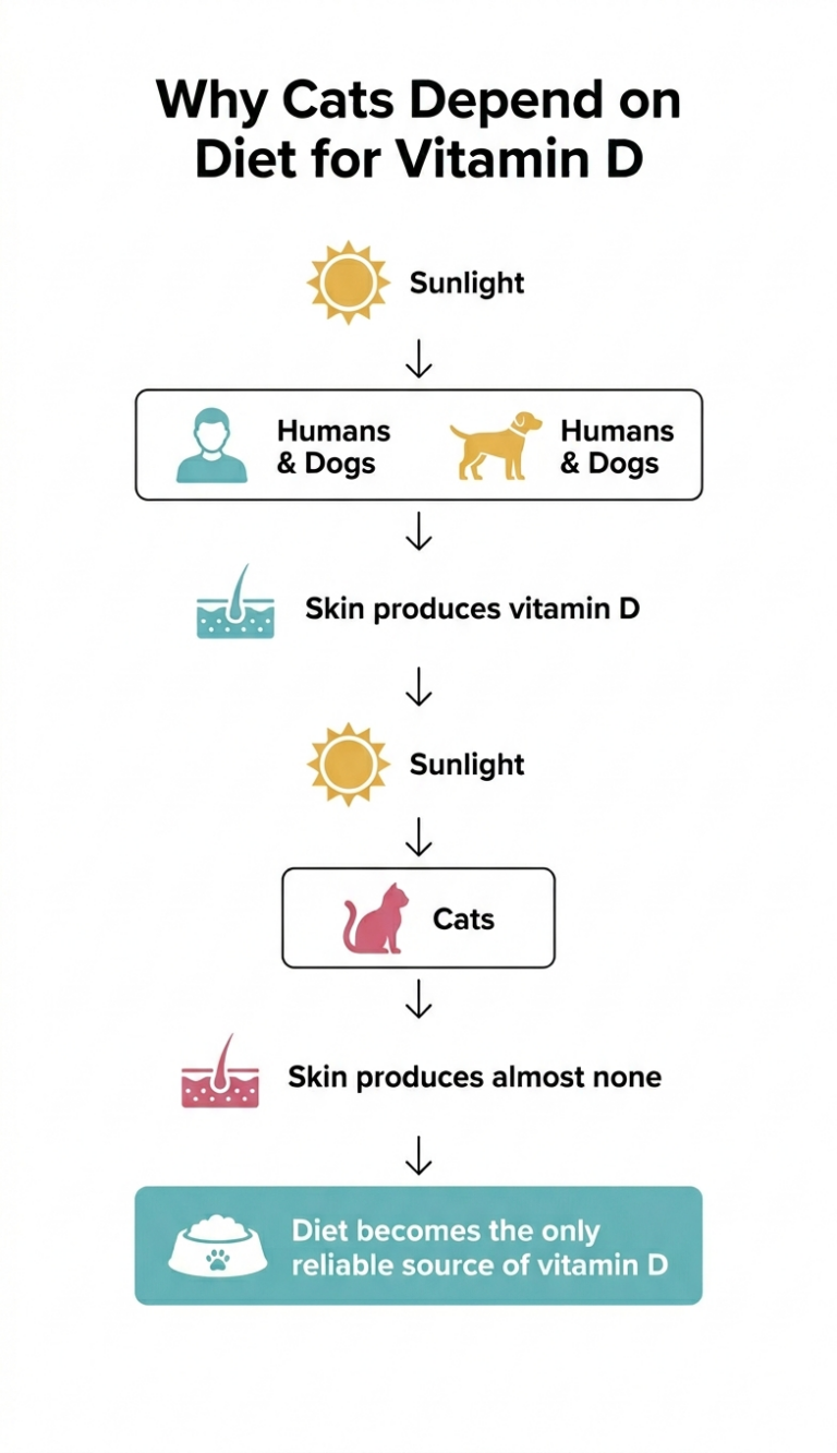 Why cats depend on diet for vitamin d
