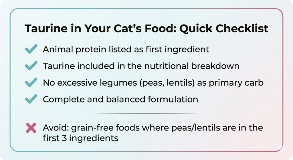 Taurine in cat food